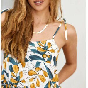 Baby Doll Leaf Print Tank Top - Multi (S) - FAB'RIK